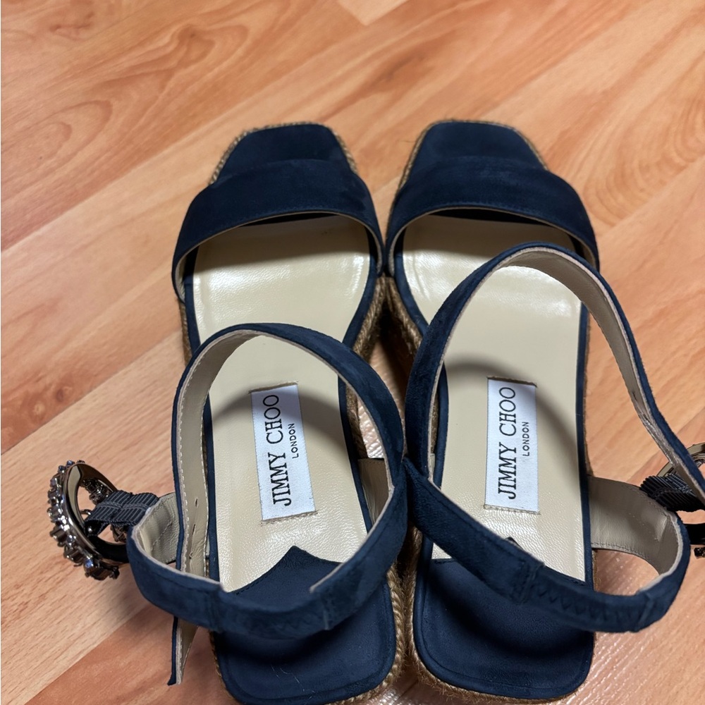 Jimmy Choo Black Wedge Sandals - Picture 5 of 11